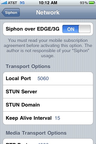 Siphon - Iphone SIP settings